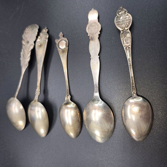 Vintage Collectible Sterling Silver Souvenir Spoons Set Of 5 of California CT35C - Picture 8 of 12